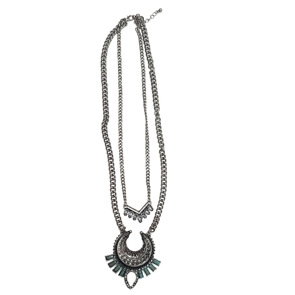 Unbranded Southwest double statement necklace silver tone